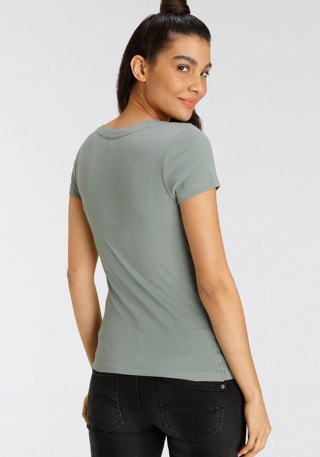 KangaROOS Shirt met V-hals Korte mouwen figuurvolgende snit van katoen in 2-pack (Set van 2) - Foto 8