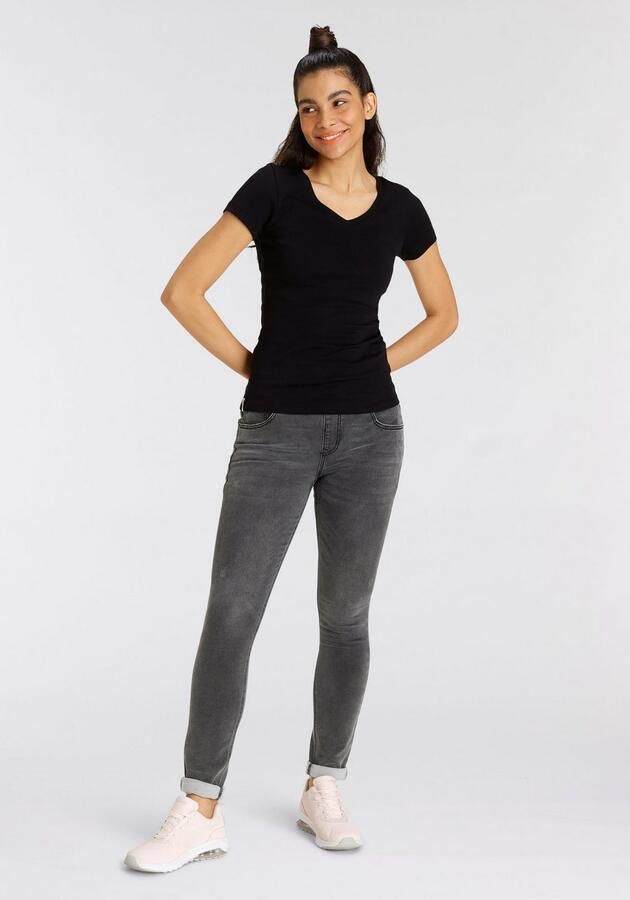 KangaROOS Shirt met V-hals Korte mouwen figuurvolgende snit van katoen in 2-pack (Set van 2) - Foto 9