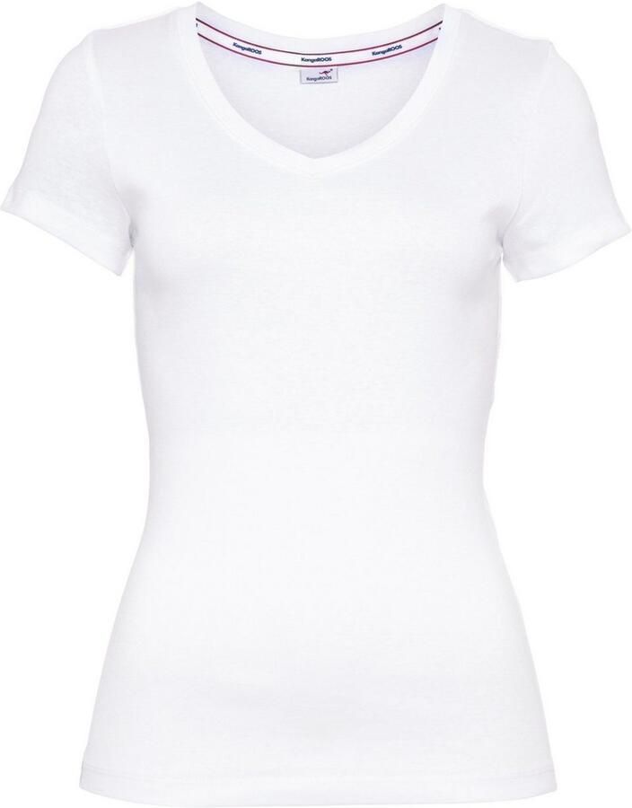 KangaROOS Shirt met V-hals Korte mouwen figuurvolgende snit van katoen in 2-pack (Set van 2) - Foto 2