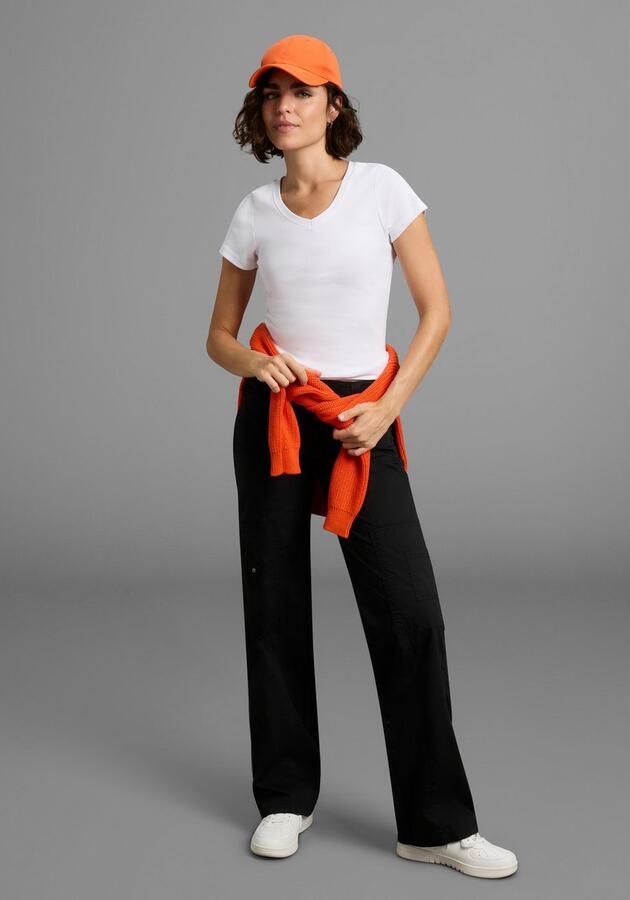 KangaROOS Shirt met V-hals Korte mouwen figuurvolgende snit van katoen in 2-pack (Set van 2) - Foto 5