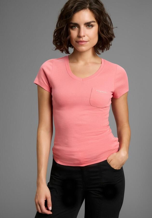 KangaROOS Shirt met V-hals Korte mouwen figuurvolgende snit van katoen in 2-pack (Set van 2) - Foto 8