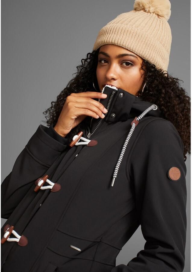 KangaROOS Softshell-jack figuurvolgende pasvorm normale snit met afneembare capuchon