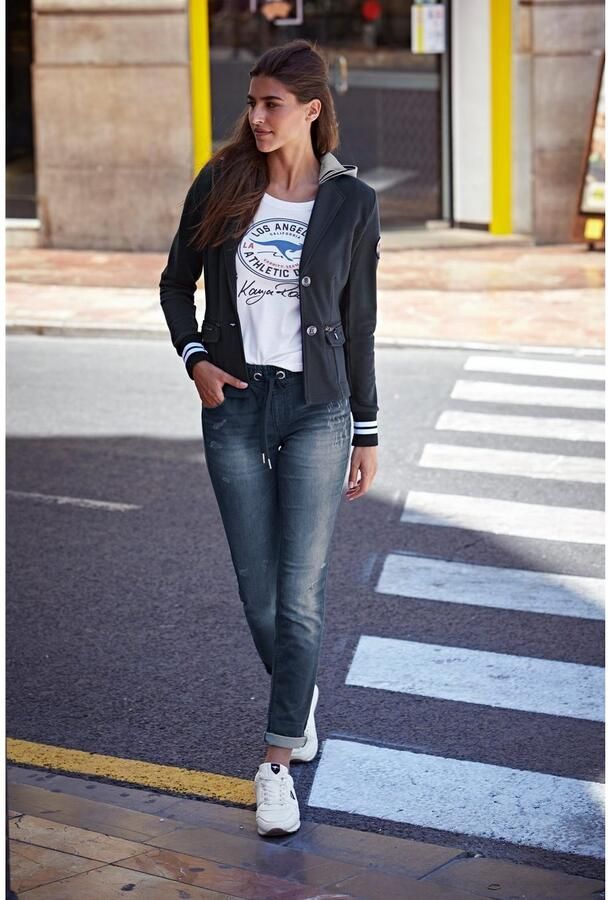 KangaROOS Sweatblazer met vele details en afneembare capuchon