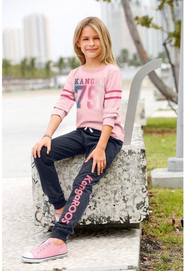 KangaROOS Sweatbroek met glitterprint op de pijp - Foto 5