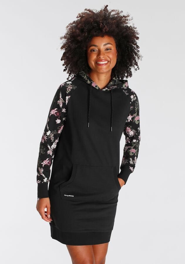 KangaROOS Sweatjurk knie-lang figuurvolgend van opgeruwde sweatstof met capuchon - Foto 8