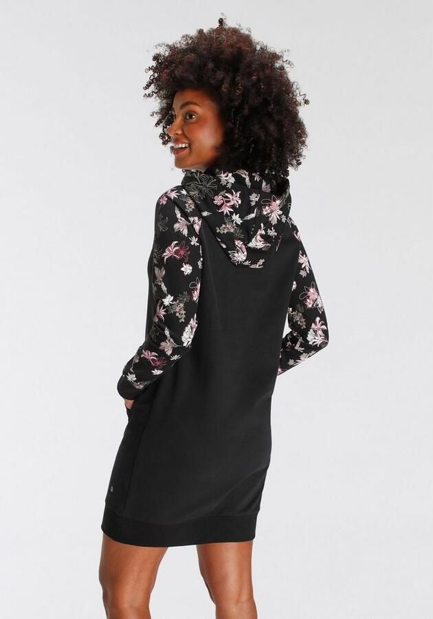 KangaROOS Sweatjurk knie-lang figuurvolgend van opgeruwde sweatstof met capuchon - Foto 5