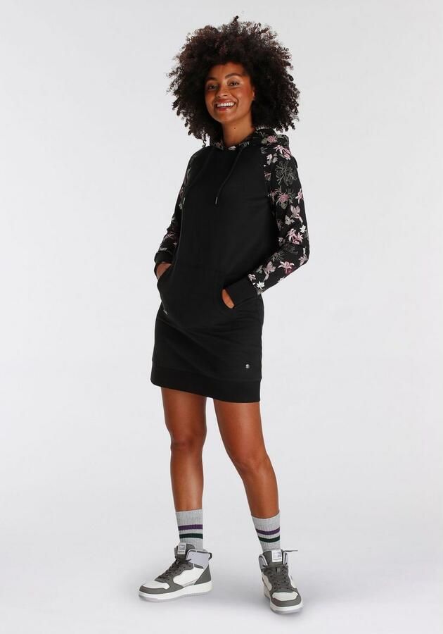 KangaROOS Sweatjurk knie-lang figuurvolgend van opgeruwde sweatstof met capuchon - Foto 6