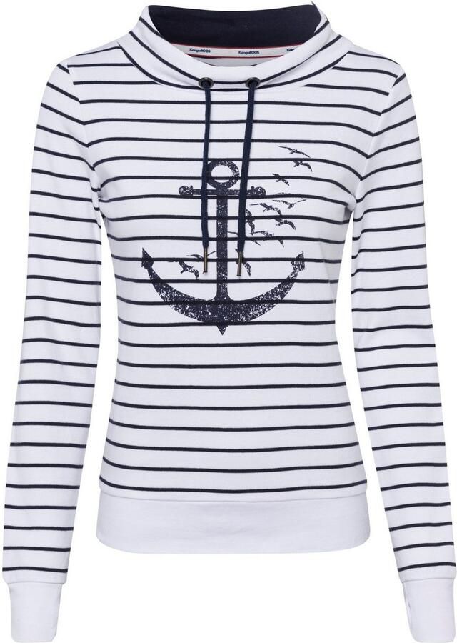 KangaROOS Sweatshirt Lange mouwen met duimgaten figuurvolgend staande kraag met koord - Foto 7