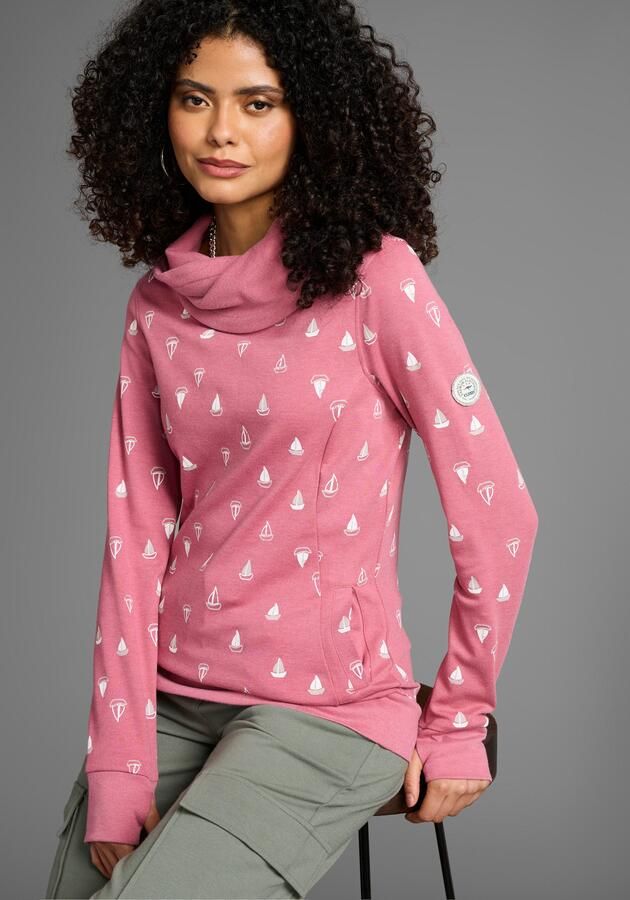 KangaROOS Sweatshirt Lange mouwen met duimgaten figuurvolgende snit schalkraag - Foto 8