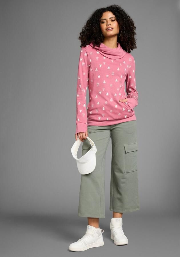 KangaROOS Sweatshirt Lange mouwen met duimgaten figuurvolgende snit schalkraag - Foto 5