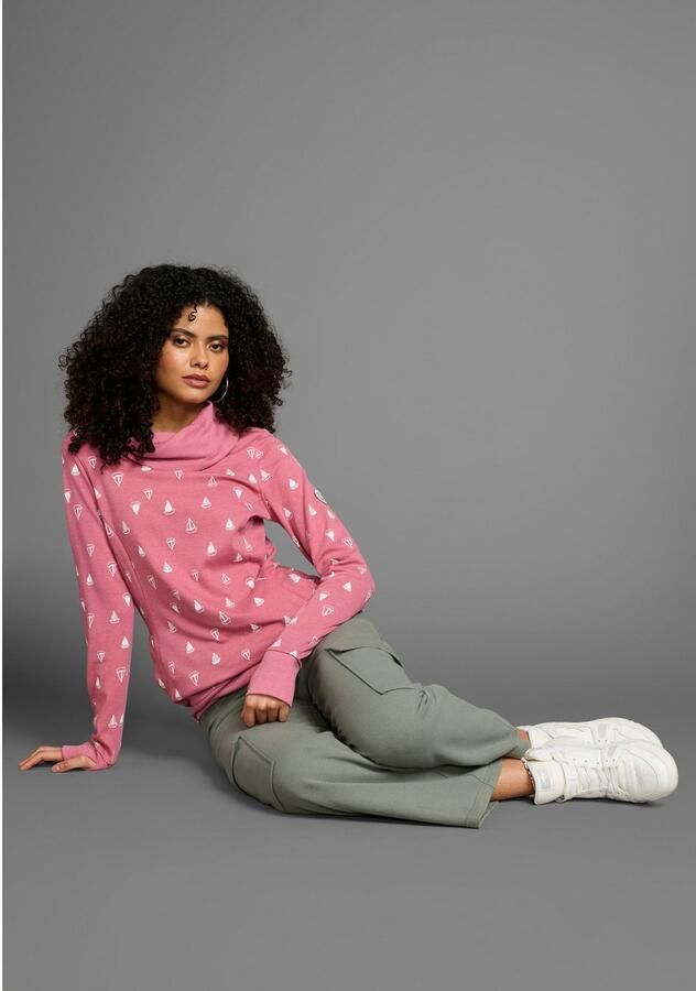 KangaROOS Sweatshirt Lange mouwen met duimgaten figuurvolgende snit schalkraag - Foto 3