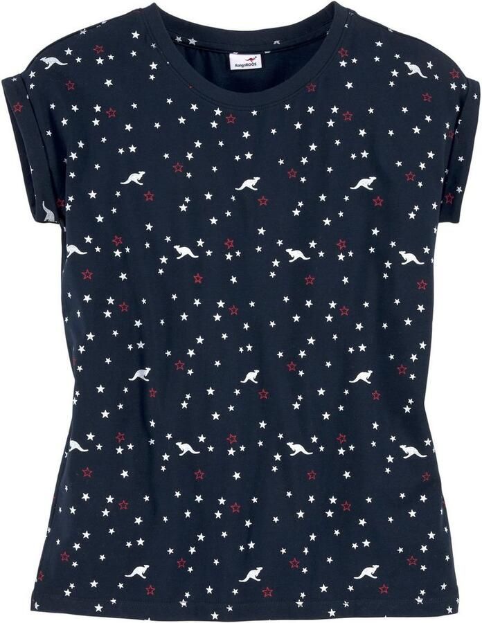KangaROOS T-shirt All-over-motief Korte mouwen comfortabele pasvorm van jersey stof elastisch materiaal