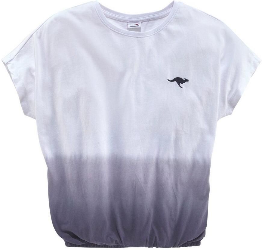 KangaROOS T-shirt In kleurverloop en logoprint Korte mouwen wijde vleermuismouwen modieuze batikprint - Foto 8