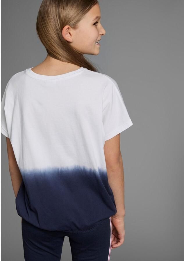 KangaROOS T-shirt In kleurverloop en logoprint Korte mouwen wijde vleermuismouwen modieuze batikprint - Foto 4