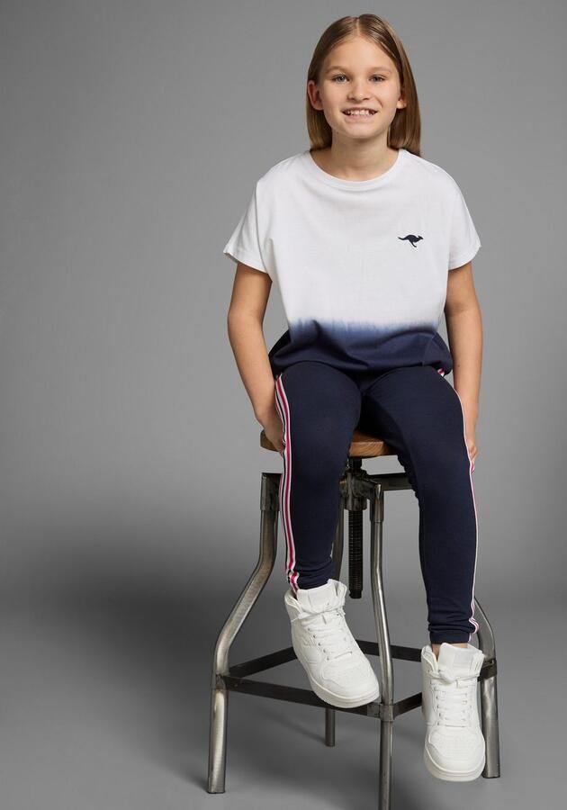 KangaROOS T-shirt In kleurverloop en logoprint Korte mouwen wijde vleermuismouwen modieuze batikprint - Foto 5