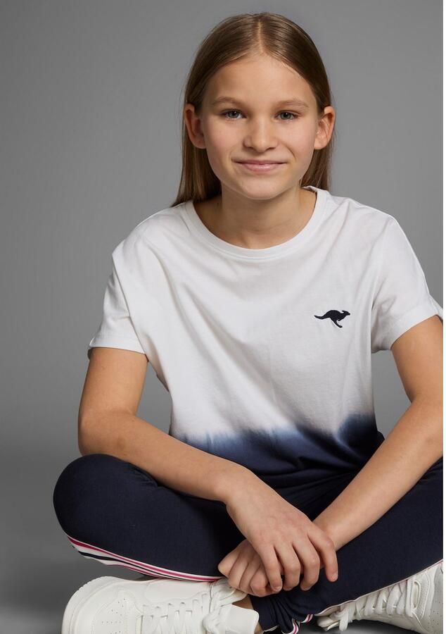 KangaROOS T-shirt In kleurverloop en logoprint Korte mouwen wijde vleermuismouwen modieuze batikprint - Foto 3