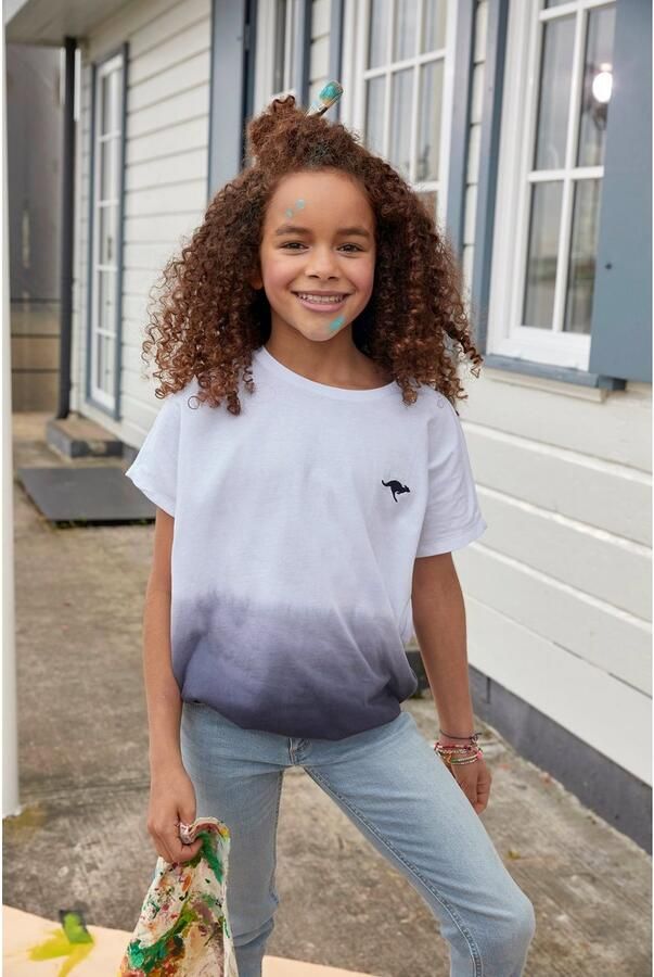 KangaROOS T-shirt In kleurverloop en logoprint Korte mouwen wijde vleermuismouwen modieuze batikprint - Foto 7