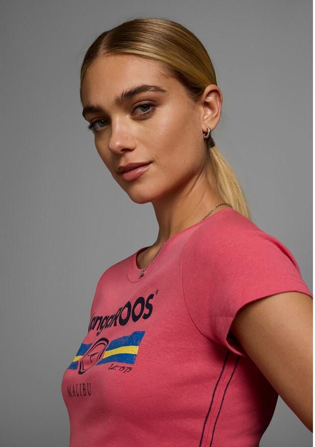 KangaROOS T-shirt Korte mouwen effen en bedrukt ronde hals (1-delig) - Foto 3