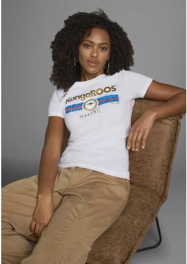 KangaROOS T-shirt Korte mouwen effen en bedrukt ronde hals (1-delig) - Foto 4