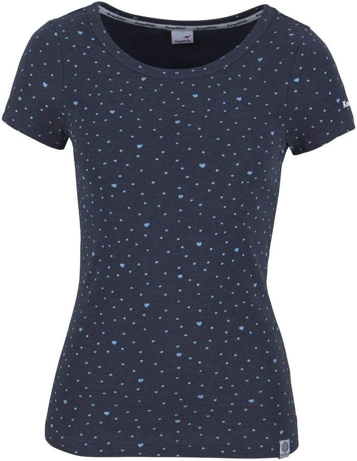 KangaROOS T-shirt Korte mouwen elastische ribstof met hartpatroon ronde hals - Foto 7