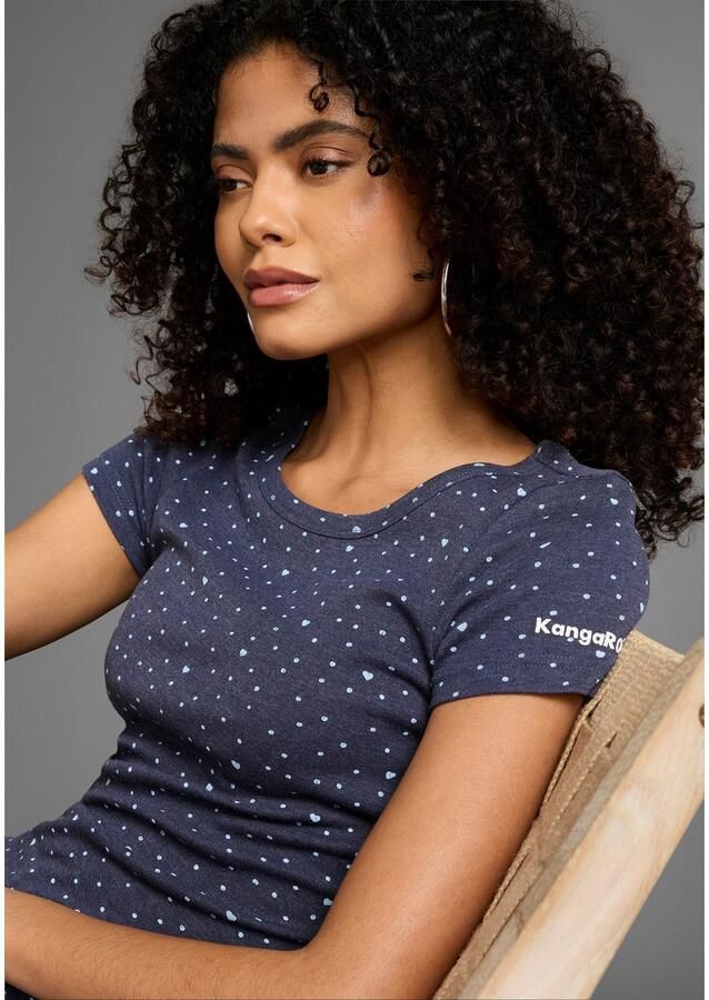 KangaROOS T-shirt Korte mouwen elastische ribstof met hartpatroon ronde hals - Foto 2