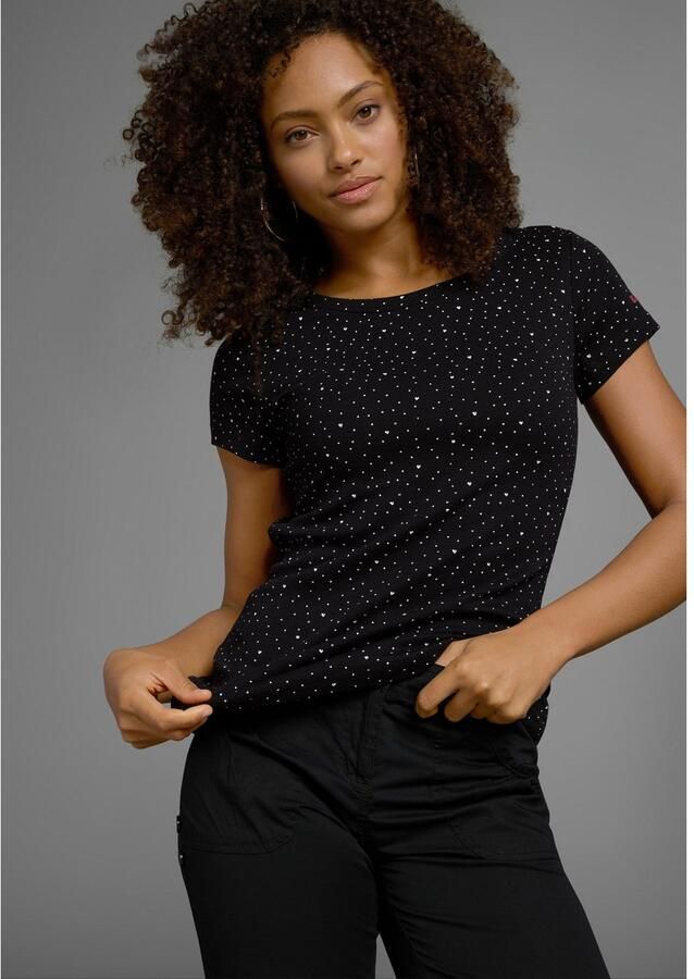 KangaROOS T-shirt Korte mouwen elastische ribstof met hartpatroon ronde hals - Foto 3