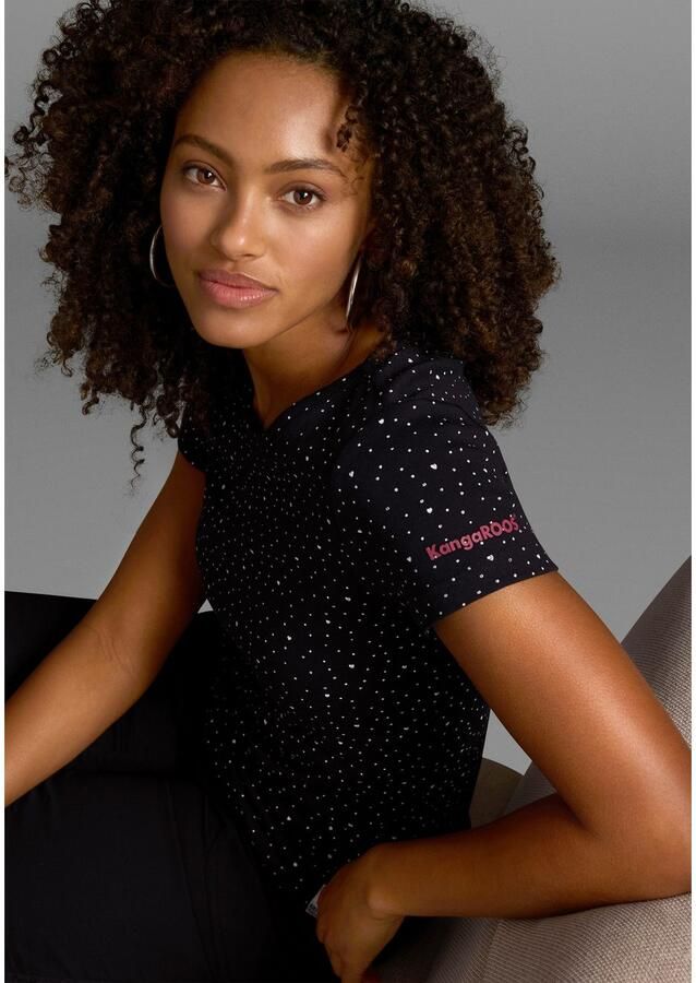 KangaROOS T-shirt Korte mouwen elastische ribstof met hartpatroon ronde hals - Foto 5