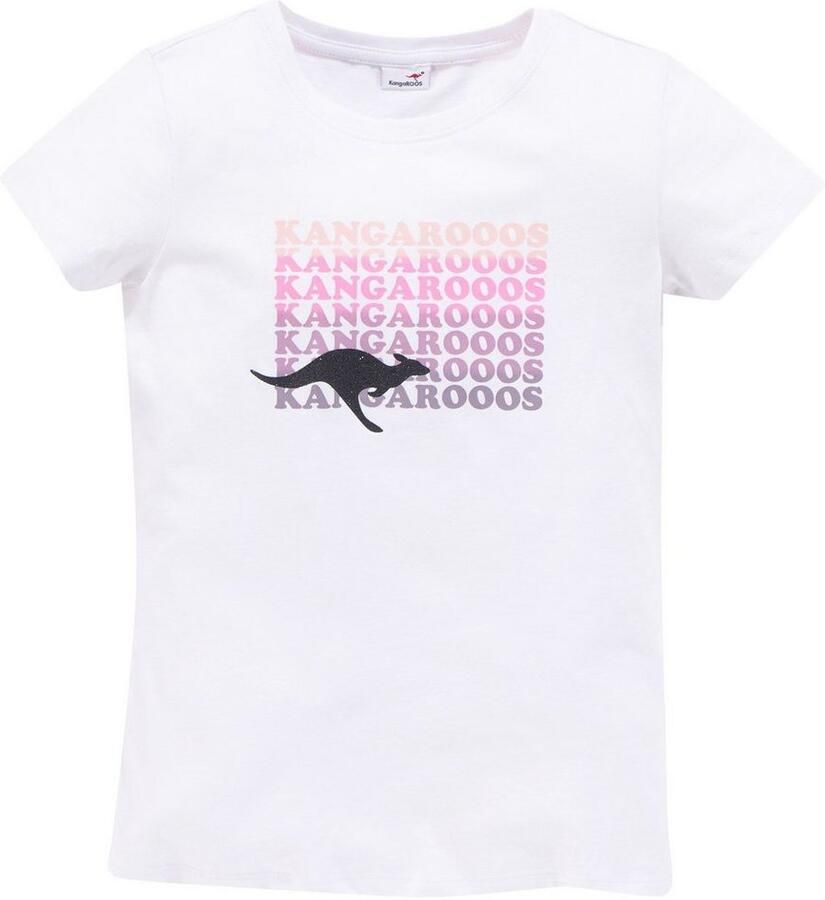 KangaROOS T-shirt Korte mouwen getailleerde snit met glinsterdruk
