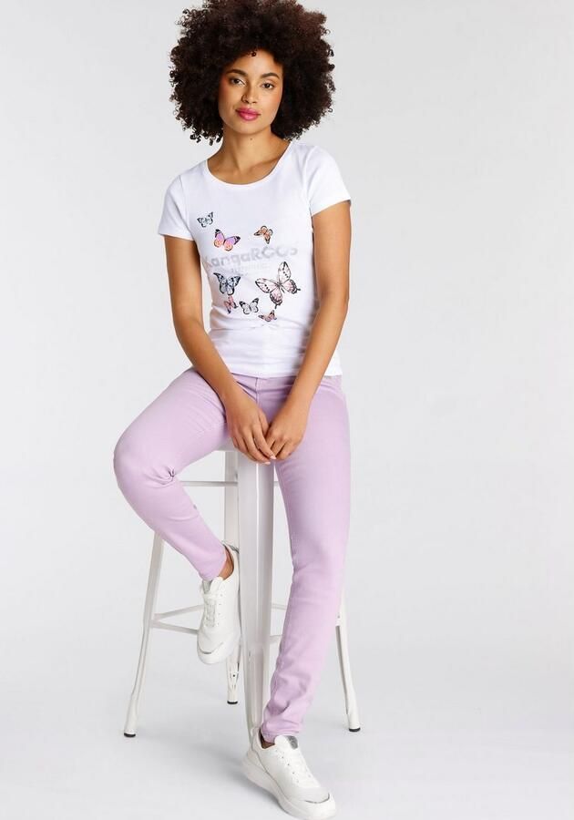 KangaROOS T-shirt Korte mouwen lichaamsnauwkeurige pasvorm van ribstof - Foto 5