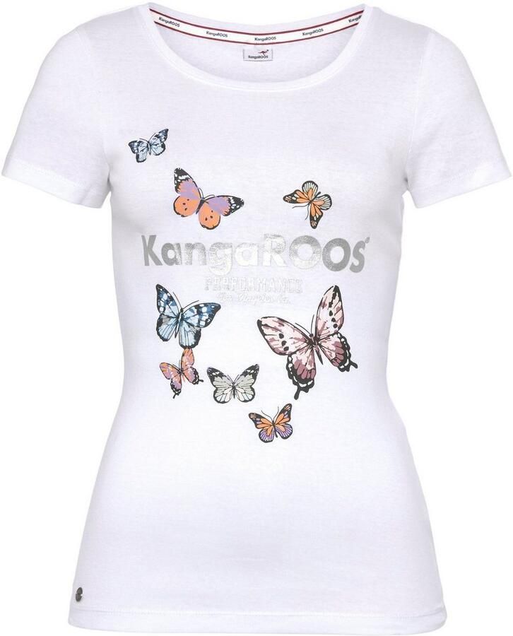 KangaROOS T-shirt Korte mouwen lichaamsnauwkeurige pasvorm van ribstof