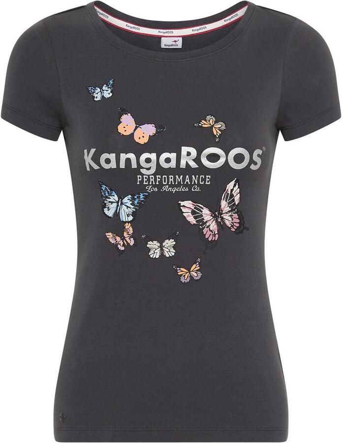 KangaROOS T-shirt Korte mouwen lichaamsnauwkeurige pasvorm van ribstof