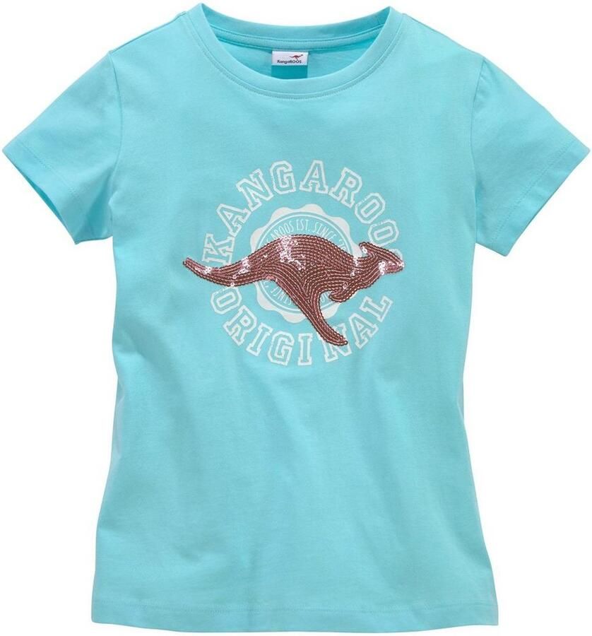 KangaROOS T-shirt Met paillettenapplicatie Korte mouwen getailleerde snit met logoprint en pailletten - Foto 9