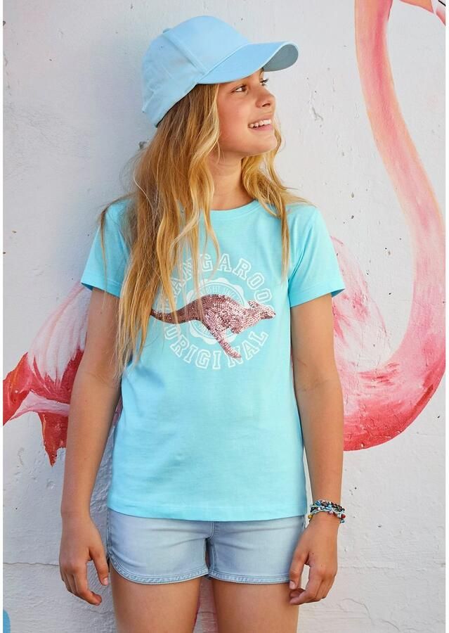 KangaROOS T-shirt Met paillettenapplicatie Korte mouwen getailleerde snit met logoprint en pailletten - Foto 2