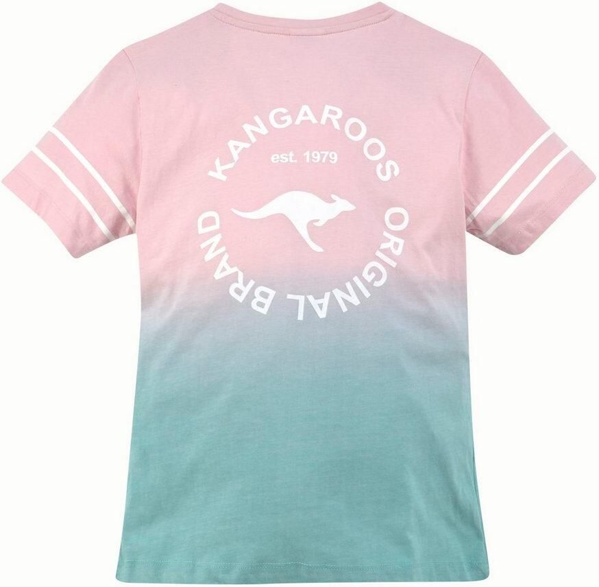 KangaROOS T-shirt met trendy kleurverloop korte mouwen comfortabele pasvorm met logoprint ronde hals