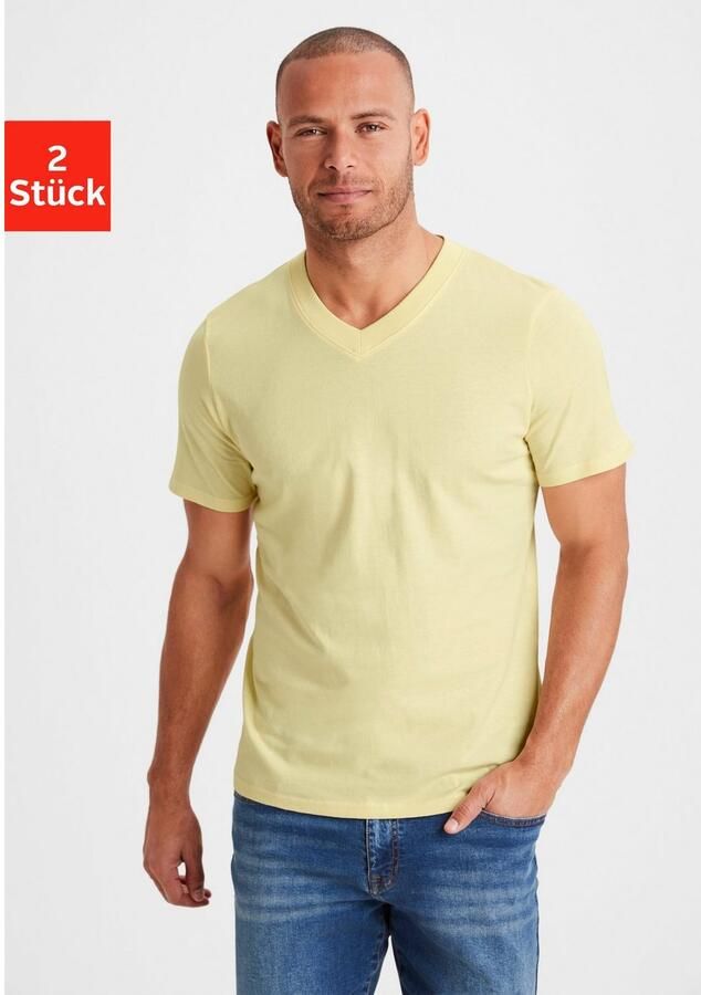 KangaROOS T-shirt Regular fit Vrijetijdsshirt met korte mouwen V-hals van 100% katoen (Set van 2) - Foto 4