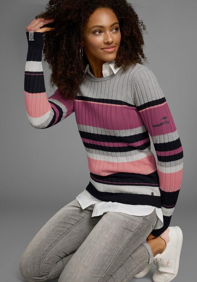 KangaROOS Trui met ronde hals in sportief streep-design - Foto 9