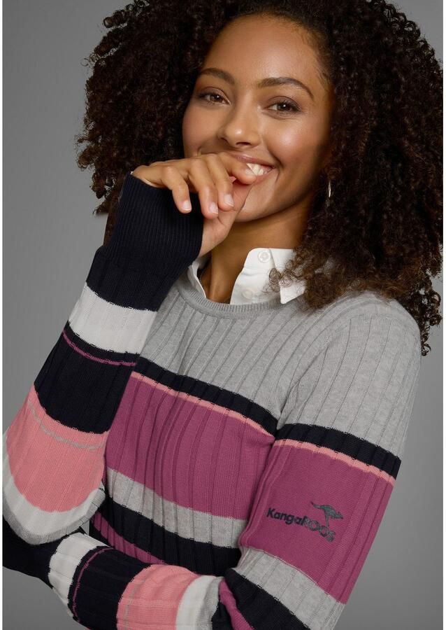 KangaROOS Trui met ronde hals in sportief streep-design - Foto 2