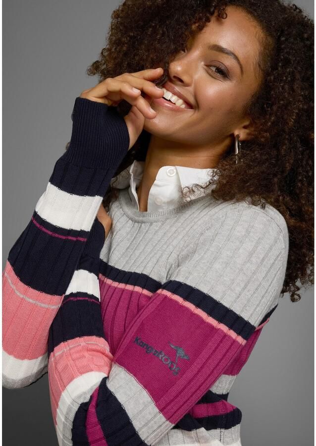 KangaROOS Trui met ronde hals in sportief streep-design - Foto 3