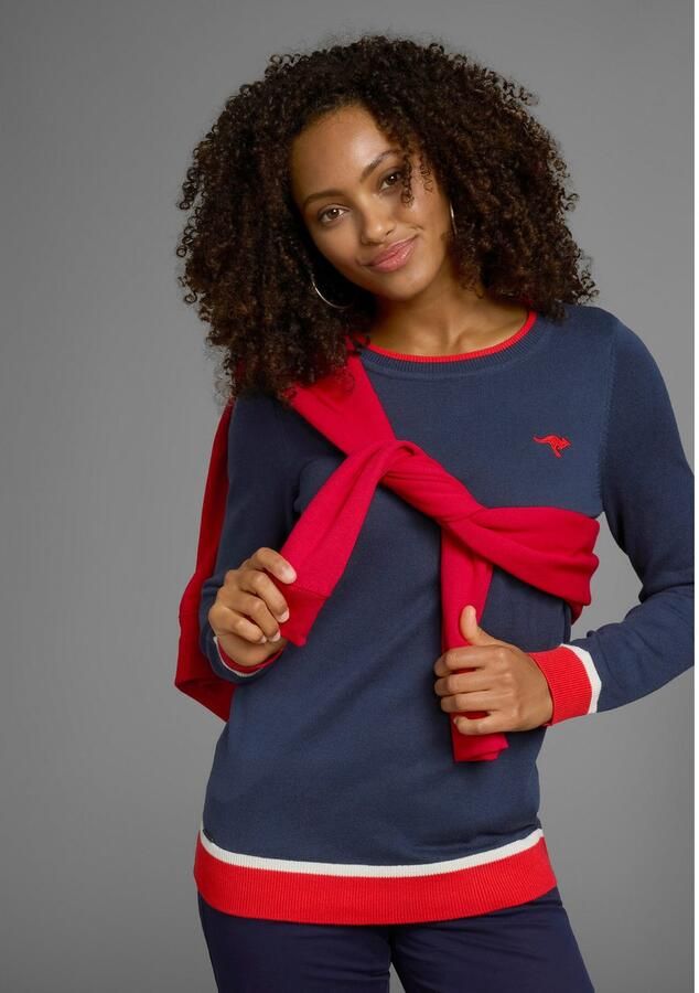 KangaROOS Trui met ronde hals met contrastkleurige zoom - Foto 4