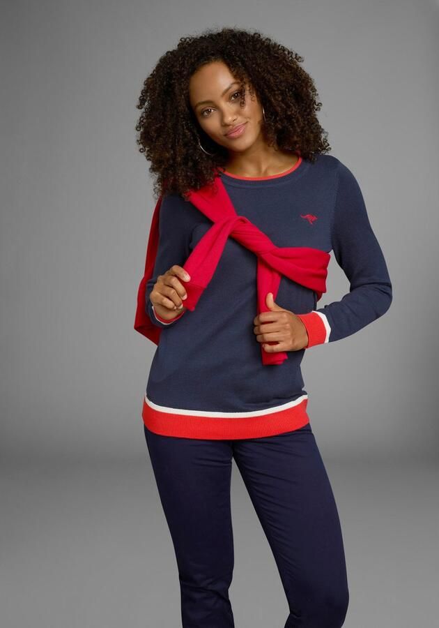 KangaROOS Trui met ronde hals met contrastkleurige zoom - Foto 10