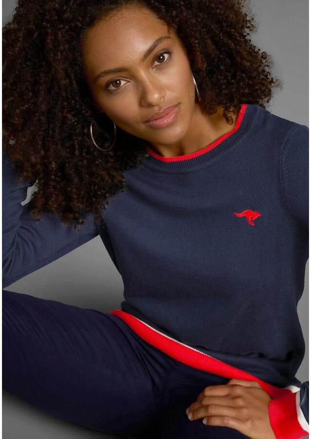 KangaROOS Trui met ronde hals met contrastkleurige zoom - Foto 3