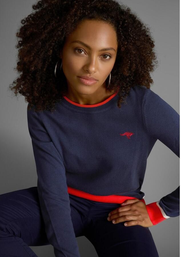 KangaROOS Trui met ronde hals met contrastkleurige zoom - Foto 6