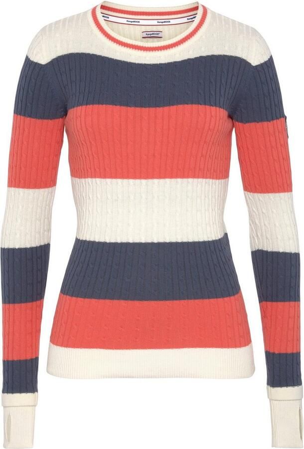KangaROOS Trui met ronde hals met modieuze blokstrepen en trendy breipatroon - Foto 7