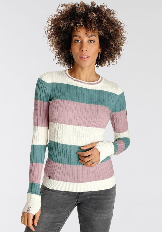 KangaROOS Trui met ronde hals met modieuze blokstrepen en trendy breipatroon - Foto 8