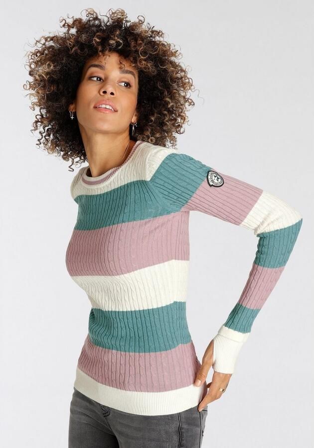 KangaROOS Trui met ronde hals met modieuze blokstrepen en trendy breipatroon - Foto 4