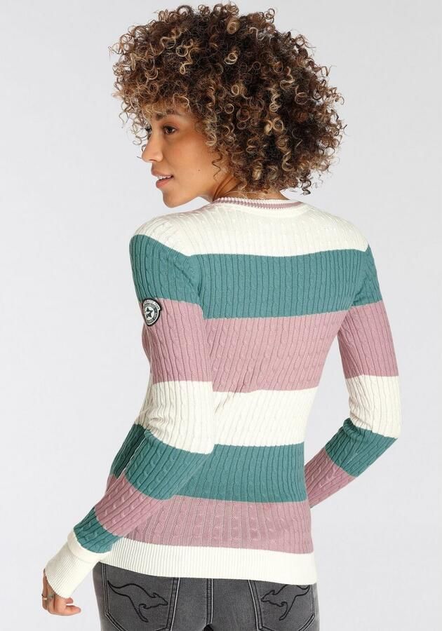 KangaROOS Trui met ronde hals met modieuze blokstrepen en trendy breipatroon - Foto 5