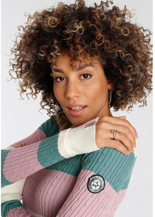 KangaROOS Trui met ronde hals met modieuze blokstrepen en trendy breipatroon