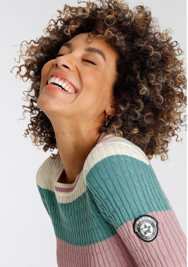 KangaROOS Trui met ronde hals met modieuze blokstrepen en trendy breipatroon - Foto 3
