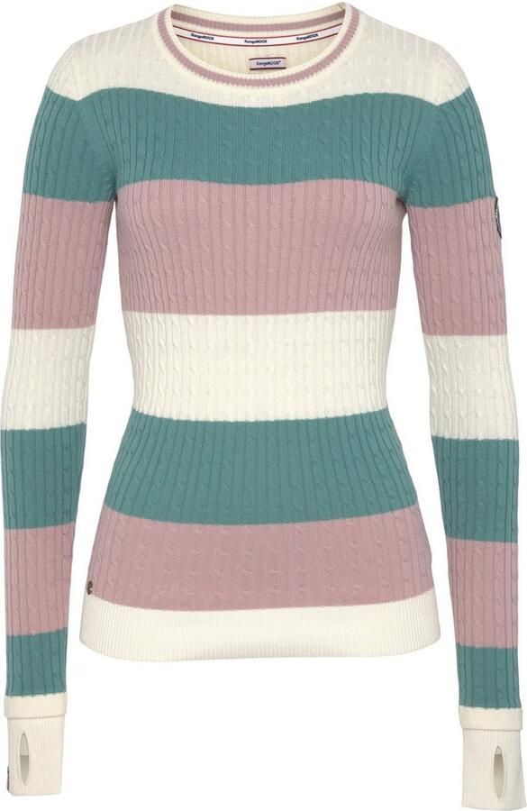 KangaROOS Trui met ronde hals met modieuze blokstrepen en trendy breipatroon - Foto 7