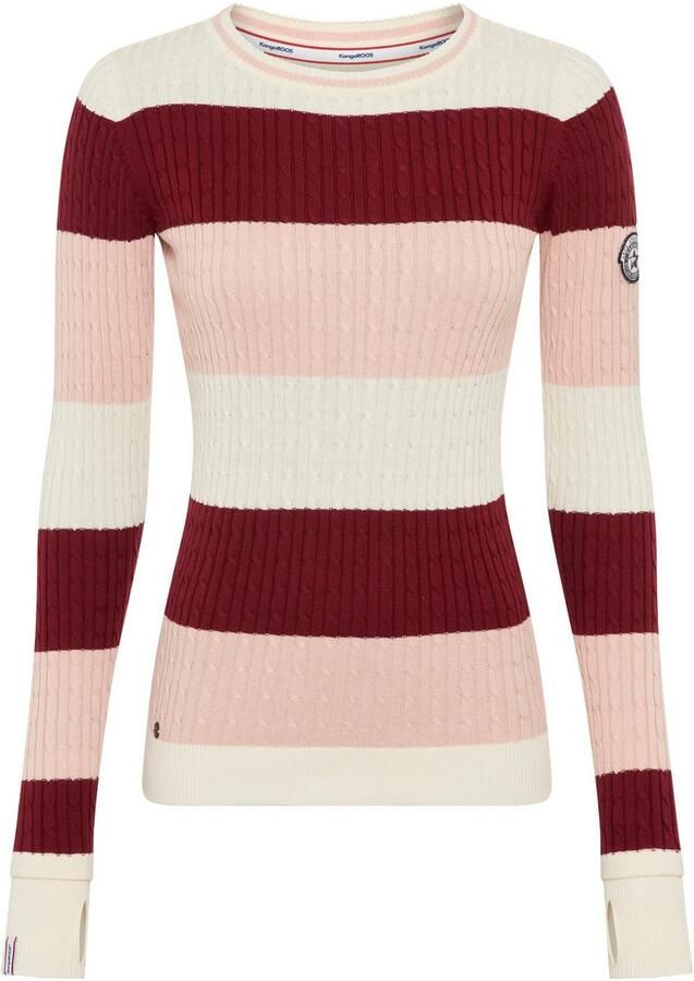KangaROOS Trui met ronde hals met modieuze blokstrepen en trendy breipatroon